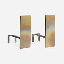 John Lyle, Robert andirons, pair, 2010, bronze, iron