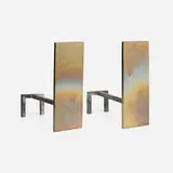 John Lyle, Robert andirons, pair, 2010, bronze, iron
