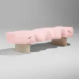 Snarkitecture, Broken Bench (Pink), 2021, lacquered polyurethane, plastic