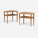 Occasional tables, pair by Peter Hvidt & Orla Mølgaard-Nielsen, c. 1960, teak, cane, sold Mar 2026