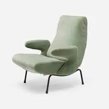 Erberto Carboni, Delfino chair, 1954, upholstery, enameled metal, brass