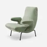 Erberto Carboni, Delfino chair, 1954, upholstery, enameled metal, brass
