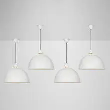 Contemporary, Hanging lamps, set of four, 2006, enameled brass and aluminum