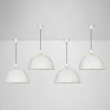 Contemporary, Hanging lamps, set of four, 2006, enameled brass and aluminum