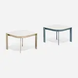 Daniel Germani, Solanas coffee tables, pair, 2019, powder-coated stainless steel