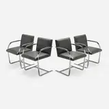 Brno armchairs, set of four by Ludwig Mies van der Rohe, chrome-plated steel, pigskin leather upholstery, sold Mar 2026