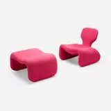 Olivier Mourgue, Djinn lounge chair and ottoman, 1965, upholstery over steel frame