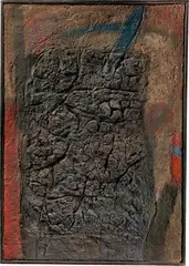 Vertikal by Karl Fred Dahmen, 1961, Mischtechnik auf Rupfen, sold Dec 2023