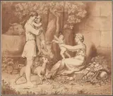 Antike Hirtenfamilie. 1790er-Jahre by Johann Heinrich Wilhelm Tischbein, Feder in Schwarz, rötlich-braun laviert, über Kreide auf Papier, sold Nov 2025