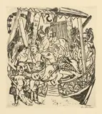 Max Beckmann, Das Karussell, 1921, Kaltnadel auf Japanbütten
