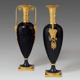 Claude Galle, Ein Paar Bronze-Amphoren, Um 1800, Bronze, feuervergoldet und schwarz patiniert