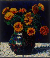 Arthur Segal, Blumenstillleben, Um 1910, Öl auf Karton