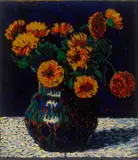 Arthur Segal, Blumenstillleben, Um 1910, Öl auf Karton