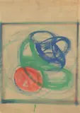 Hermann Glöckner, Grüne und blaue Formen an roter Kugelform
