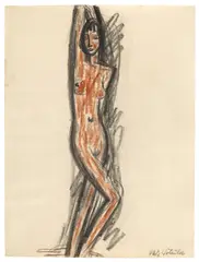 Stehender weiblicher Akt. 1930er Jahre by Fritz Wotruba, Farbkreide und Bleistift auf Papier, sold May 2014