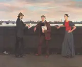 Manfred Bluth, Thames River Scene with Grützke, Koeppel + G. A. Breitling, 1973, Öl auf Leinwand
