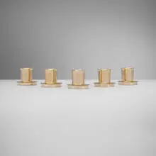 Hermès, Collection of five smoking sets, c. 1940, silver gilt