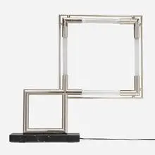 Jacques Adnet, Table lamp, stainless steel, stone