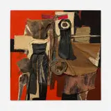 Claude Bentley, Omni, acrylic and textile collage on board