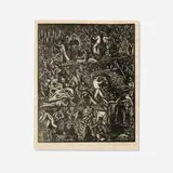 Harry Bertoia, Untitled (Corn Harvest), 1941, woodcut