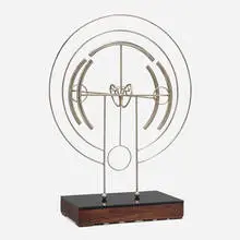 Joseph Burlini, Untitled (Kinetic Sculpture), 1976, chrome-plated steel, acrylic, walnut
