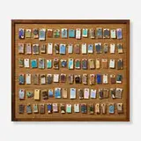 Rose Cabat, Framed collection of ninety glaze samples, 1970-90, glazed stoneware, terracotta and porcelain