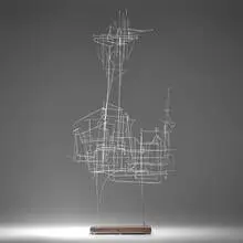 Kostiantyn Milonadis, Untitled, stainless steel wire, wood
