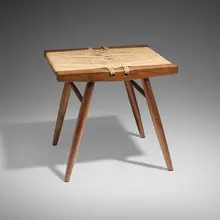 Grass-Seated stool by George Nakashima, American black walnut, sea grass cord, sold May 2025