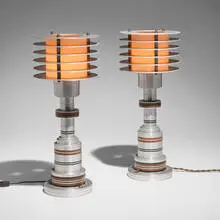 Pattyn Products, Table lamps model 310, pair, c.1935, aluminum, Bakelite, fiberglass