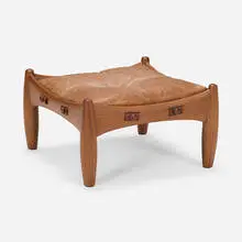 Sergio Rodrigues, Sheriff ottoman, 1961, jacaranda, leather