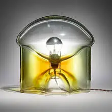 Umberto Riva, Medusa table lamp, c. 1975, glass, chrome-plated metal
