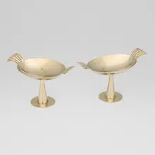 Bird compotes, pair by Franz Hagenauer, c. 1935, nickel-plated brass, sold Sep 2025