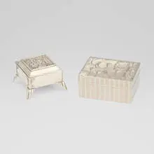 Cigarette cases, set of two by Karl Hagenauer, c. 1925, nickel-plated brass, sold Sep 2025