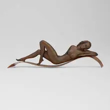 Reclining Female Figure by Franz Hagenauer, carved wood, copper, sold Sep 2025