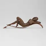 Franz Hagenauer, Reclining Female Figure, carved wood, copper