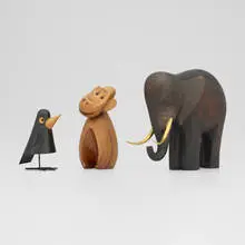 Hagenauer, Collection of three animals, c. 1950, carved wood, brass, enameled metal, glass