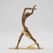 Karl Hagenauer, Dancer, c. 1950, carved wood, brass