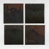 Collection of four tiles by Toshiko Takaezu, c. 1995, glazed stoneware, sold Aug 2025