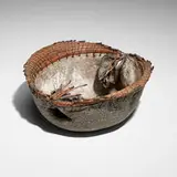 Judy Mulford, Basketry Bowl, c. 1995, pine needles, thread, glazed stoneware