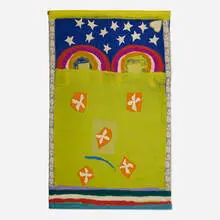 Robert Freimark, Czech Romance (No.16168), 1973, painted wool, gold thread and lace with wooden hangers