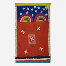 Robert Freimark, Czech Romance (No.16170), 1973, painted wool, gold thread and lace with wooden hangers