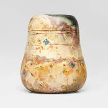 Vase by Bennett Bean, c. 1983, pit-fired and painted earthenware, sold Aug 2025