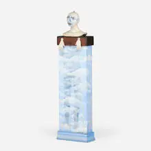 Contemporary, Untitled (Man in the Clouds), c. 1990, painted and stained wood, glazed porcelain