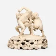 Competition by Justin Novak, c. 2001, hand-built glazed porcelain, sold Aug 2025