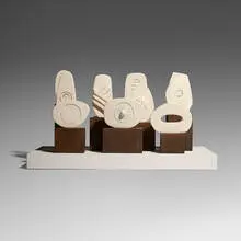Jerome Dersh, White Garden, c. 2007, painted ceramic, stained maple, painted pine