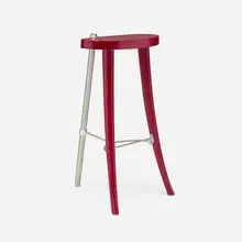 Marvin Jensen, Perching stool, c. 2000, lacquered figured maple, stainless steel, anodized aluminum