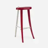 Marvin Jensen, Perching stool, c. 2000, lacquered figured maple, stainless steel, anodized aluminum