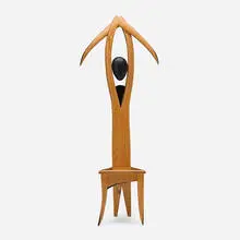 Wayne Pelham, Daner IV figural chair, 1992, elm, lacquered wood