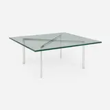 Tugendhat coffee table by Ludwig Mies van der Rohe, glass, stainless steel, sold Mar 2026