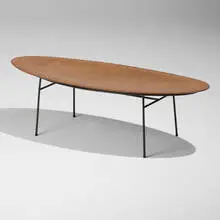 Chris Lehrecke, Bowl table, 1993, laminated plywood, enameled steel